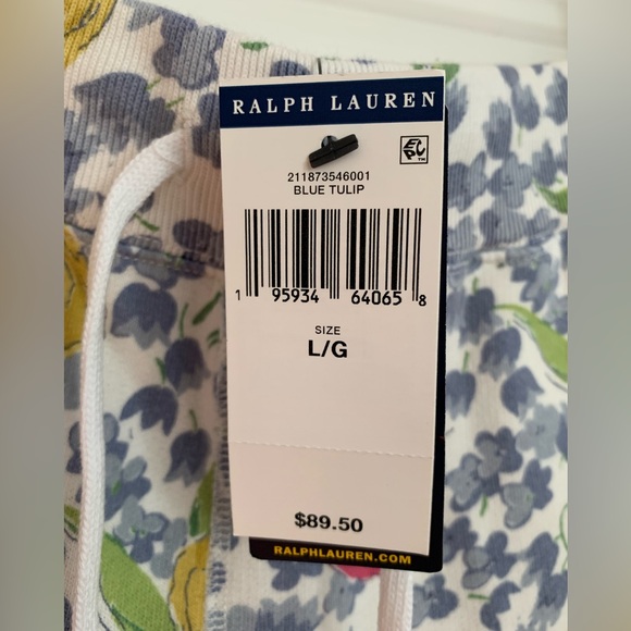 NWT Ralph Lauren Cotton Blend Shorts: Floral, Blue/Yellow/Pink Tulips Pockets L - Picture 4 of 11